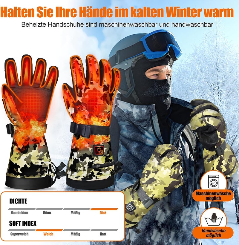 MADETEC Heated Gloves for Men Women, 7.4V 22.2WH Winter Gloves Upgraded Rechargeable Battery, Waterproof & Windproof Electric Heated Glove, Camo Glove for Camping Fishing Hunting Motorcycle - Image 3